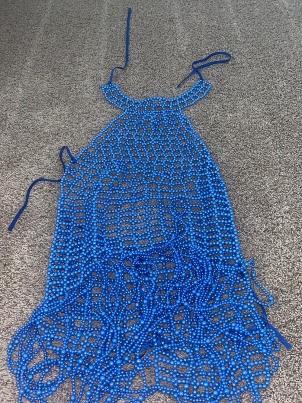 Womans Blue Beaded One-Piece Dress - Brand Unspecified